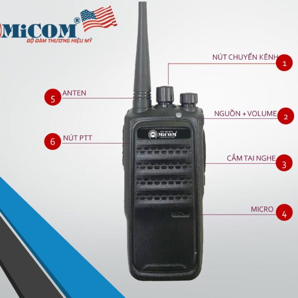 bộ đàm MICOM MC-A1V thương hiệu Mỹ, Công suất 5W