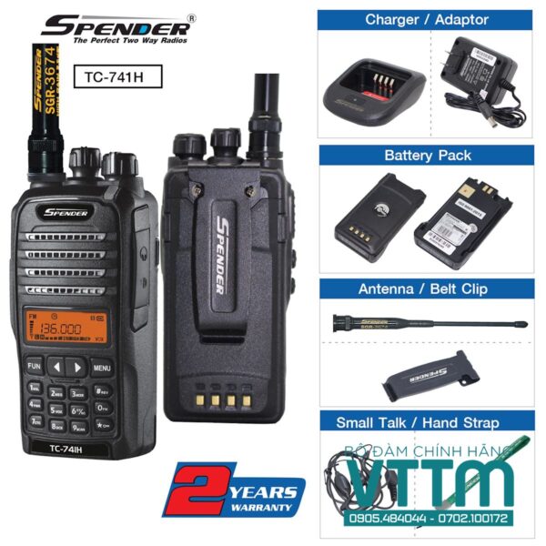 Bộ đàm cầm tay Spender TC-741H VHF chính hãng, bền bỉ, giá tốt